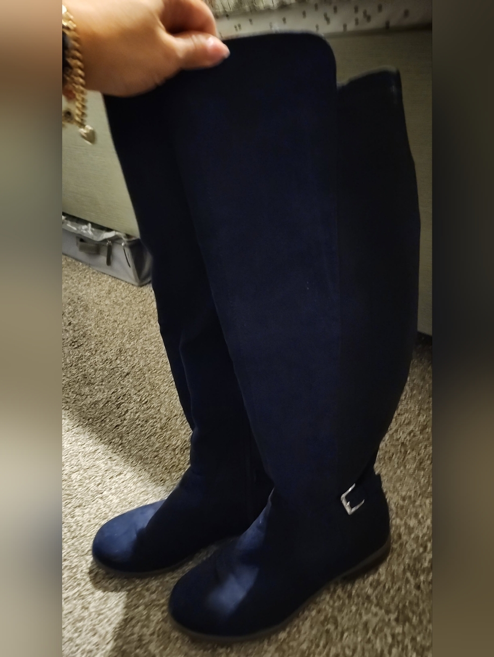 Liz Claiborne all Navy Suede Knee Boots